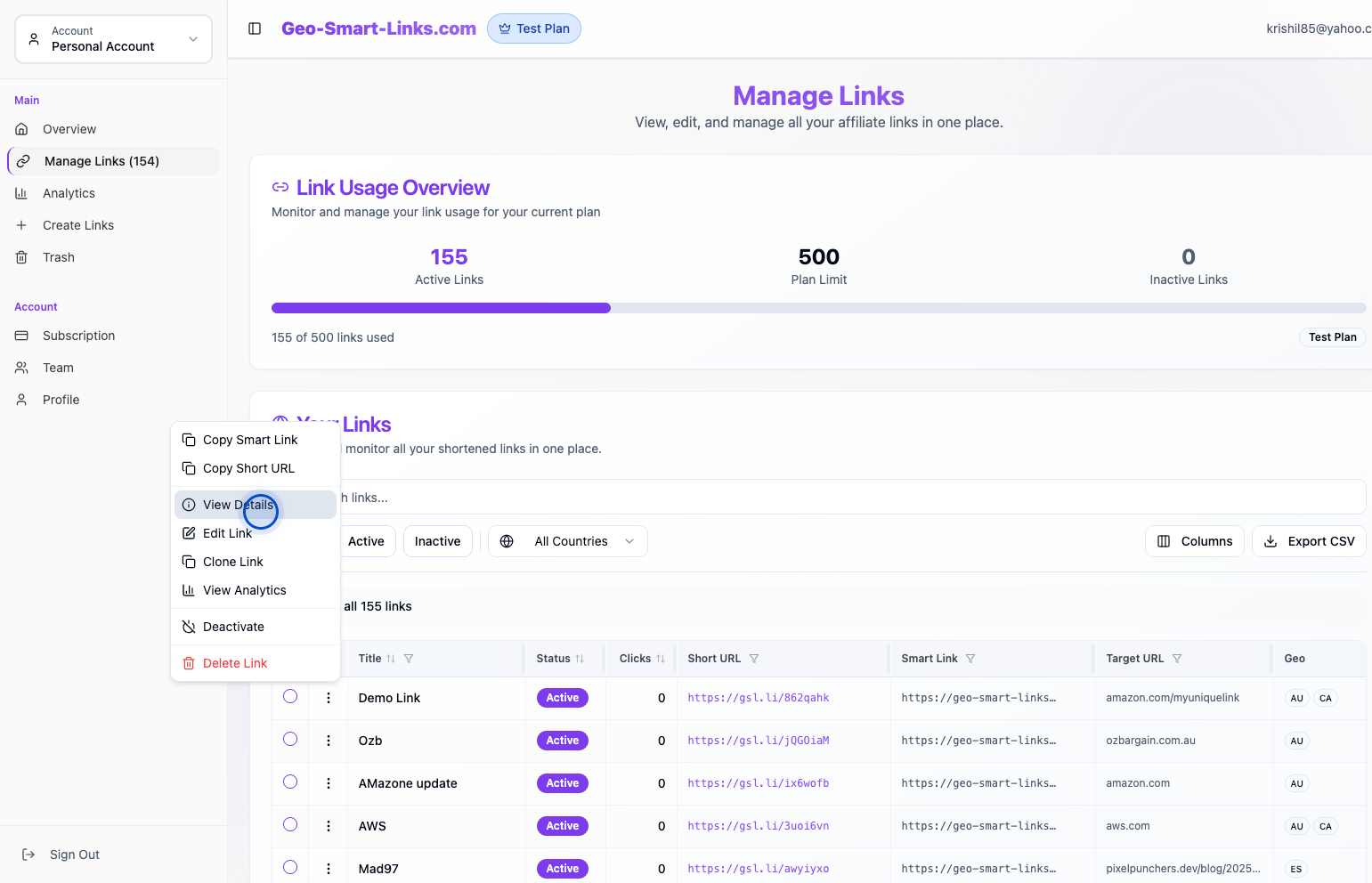View Details menu option