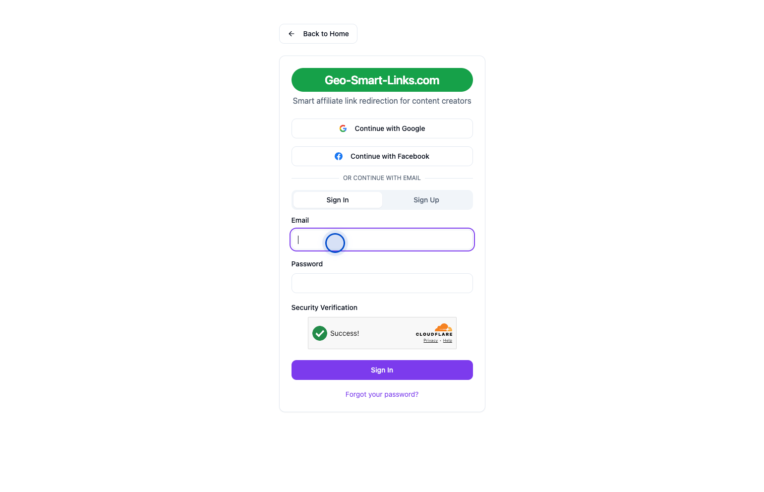 Sign-in form